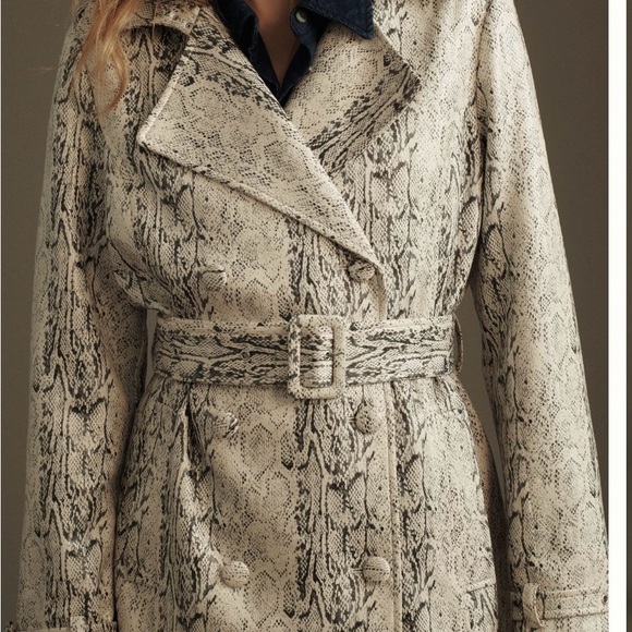 Anthropology Avec Les Filles snake print faux leather trench coat - Picture 5 of 16